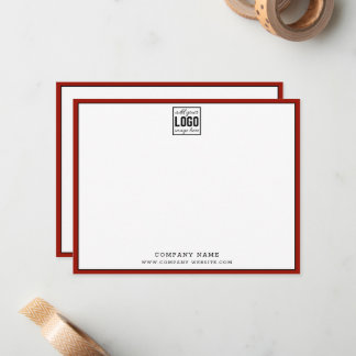 Cartão De Notas Business Logo Editable Brand Color Red Border    