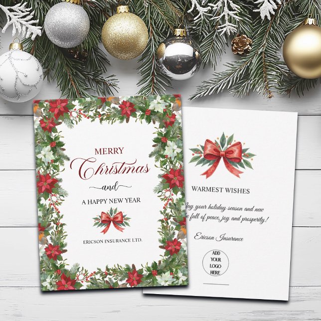 Cartão De Notas Business Logo Merry Christmas Thank You Card   (Criador carregado)