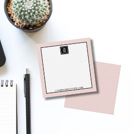 Cartão De Notas Business Logo simple custom Blush Pink Elegant 