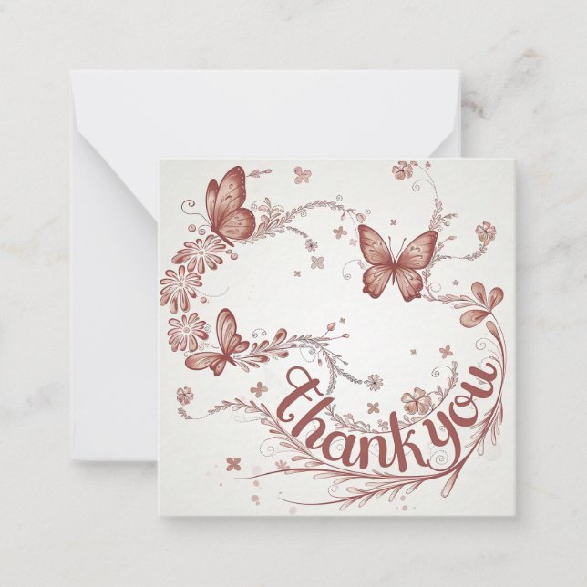 Cartão De Notas Butterfly Art Obrigado (Frente)