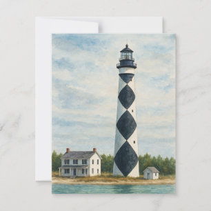 Cartão De Notas Cabo Lookout Lighthouse Watercolor