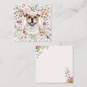 Cartão De Notas Cachorro Bulldog Floral Mãe Notecard