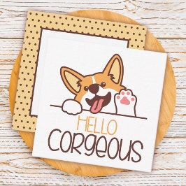 Cartão De Notas Cachorro Corgi Olá Fofo