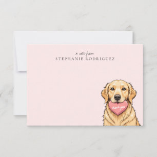 Cartão De Notas Cachorro Fofo Personalizado com Coração Rosa Obrig