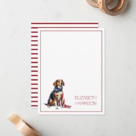 Cartão De Notas Cachorro Patriótico Personalizado de 4 de Julho