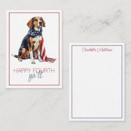 Cartão De Notas Cachorro Patriótico Personalizado de 4 de Julho