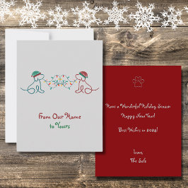 Cartão De Notas Cachorros brincando com a festa das luzes de Natal