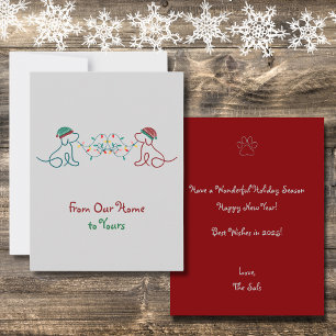 Cartão De Notas Cachorros brincando com a festa das luzes de Natal