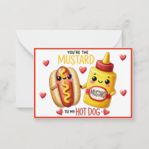 Cartão De Notas Cachorros-quentes Kawaii Fofos e Mostarda