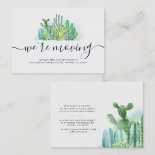 Cartão De Notas Cactos em Aquarela Mudamos Mudança de Endereço Mud