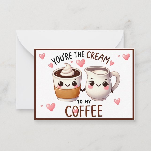 Cartão De Notas Café e Creme Kawaii Fofinho (Frente)
