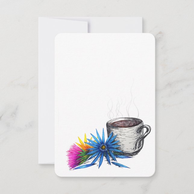 Cartão De Notas Café & Flores Silvestres (Frente)