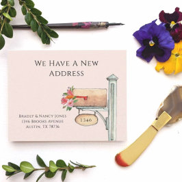 Cartão De Notas Caixa de Correio Floral Rosa, movemo-nos de forma