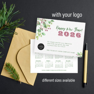 Cartão De Notas calendário 2026 seu logotipo negócio feriado Ano N