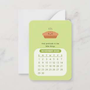 Cartão De Notas Calendário Mensal de Motivação Kawaii de Novembro 
