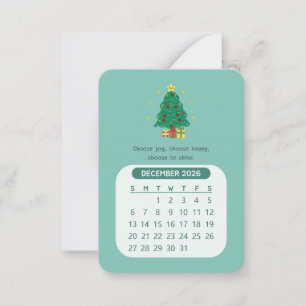 Cartão De Notas Calendário Mensal Kawaii Motivacional de Dezembro 