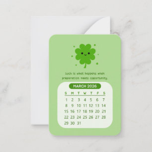 Cartão De Notas Calendário Mensal Kawaii Motivacional de Março de 