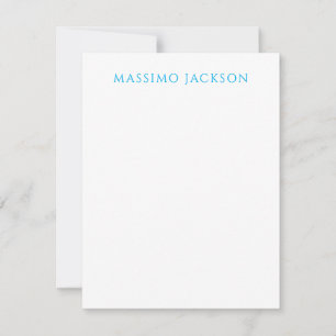 Cartão De Notas Caligrafia de Nome Script Simples Branco Azul
