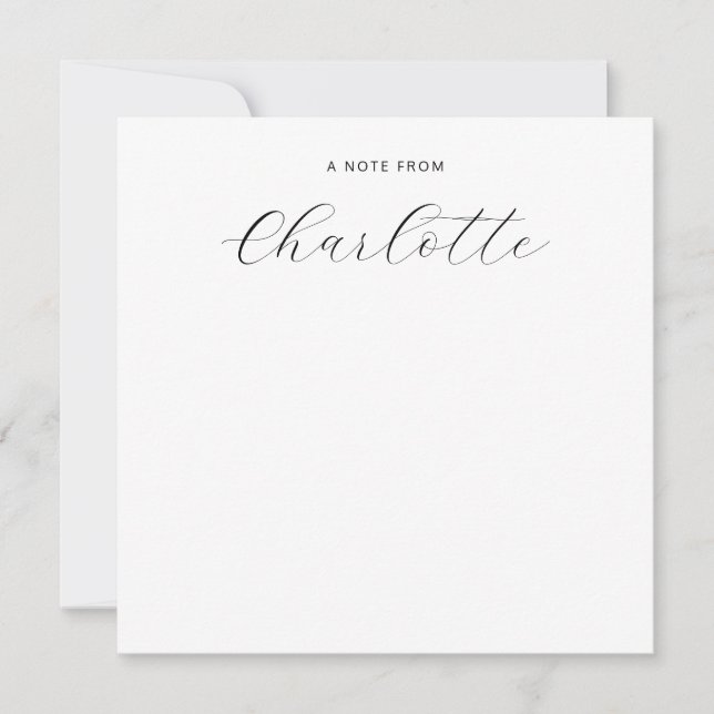 Cartão De Notas Caligrafia de Script Girly Monograma (Frente)