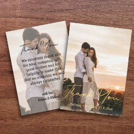 Cartão De Notas caligrafia elegante casamento 2 fotos obrigado