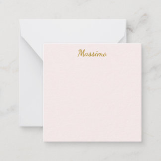 Cartão De Notas Caligrafia Elegante Cor Dourada e Pastel Nome Simp