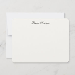 Cartão De Notas Caligrafia Elegante Luxo Marfim Personalizado Plan