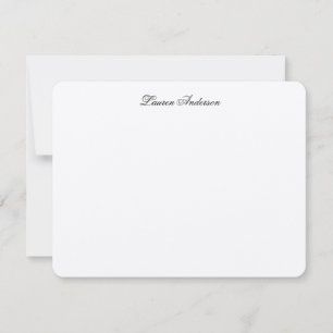 Cartão De Notas Caligrafia Elegante Preto e Branco Plano