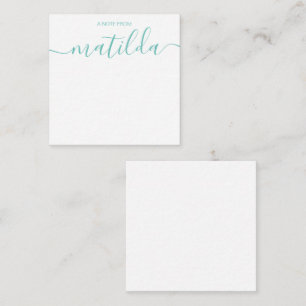 Cartão De Notas Caligrafia Manuscrita Moderna Simples Aqua Nota Ca