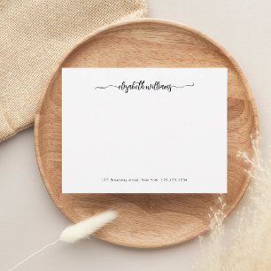Cartão De Notas Caligrafia Moderna Elegante de Script Chic Black