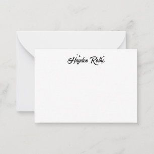 Cartão De Notas Caligrafia Retrorística Branca e Preta