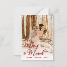 Cartão De Notas Caligrafia vermelha da foto de casamento de feliz 