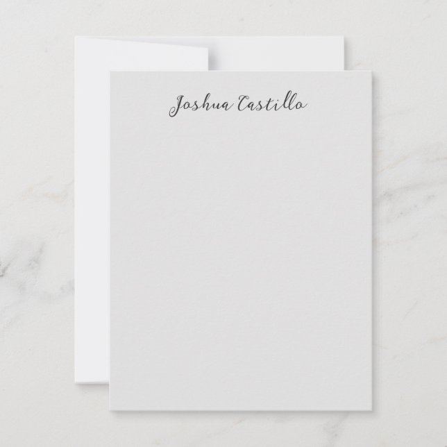 Cartão De Notas Calligraphy Simple Grey Professional Name (Frente)