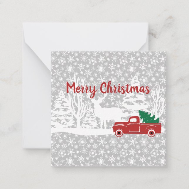 Cartão De Notas Caminhão e cervo de Feliz Natal (Frente)