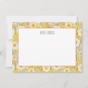 Cartão De Notas Campo das flores NOME Beleza Natural Amarelo Laran