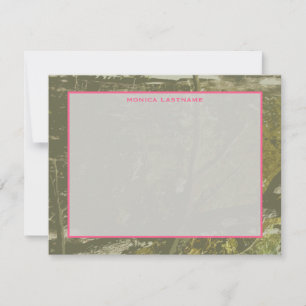 Cartão De Notas Camuflagem e placa plana personalizada cor-de-rosa