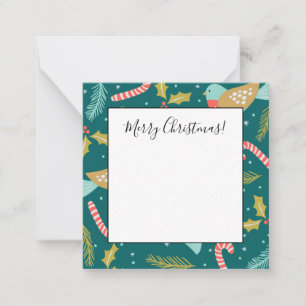 Cartão De Notas Candy Canes Holly Pine Boughs Birds