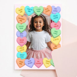 Cartão De Notas Candy Heart Kid Photo Valentine Card, Child School