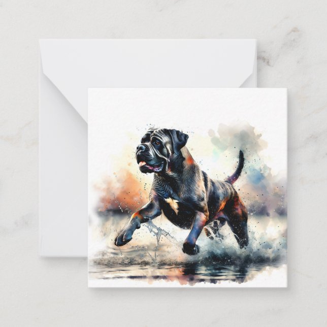 Cartão De Notas Cane Corso de Cane, com uma aquarela (Frente)