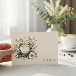 Cartão De Notas Caneca de Café Floral Personalizada