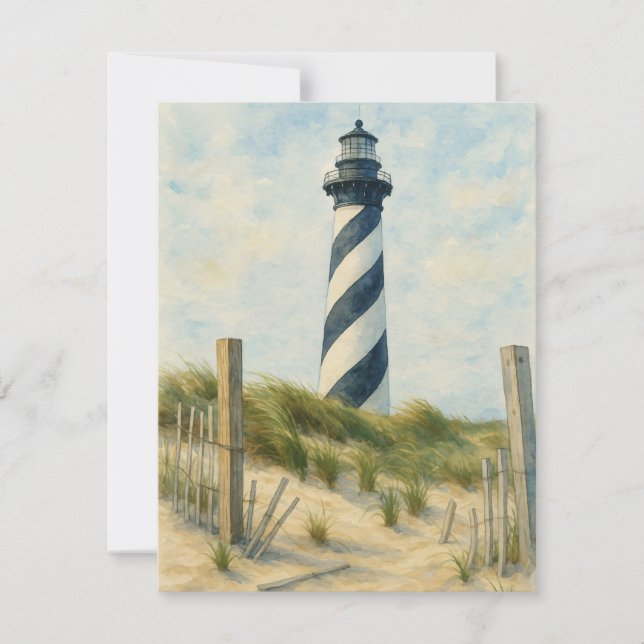 Cartão De Notas Cape Hatteras Lighthouse Watercolor (Frente)