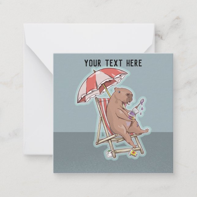 Cartão De Notas Capybara Eating Yogurt (Frente)