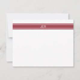 Cartão De Notas Carmesim Vermelho Nome Personalizado Monograma Ini
