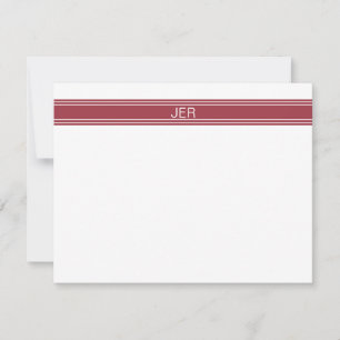 Cartão De Notas Carmesim Vermelho Nome Personalizado Monograma Ini