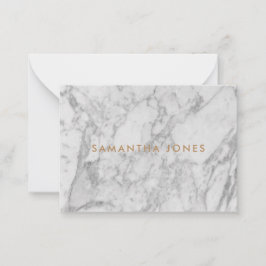 Cartão De Notas Carrara Branca Marble Clássico Dourado Personaliza