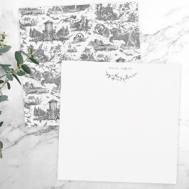 Cartão De Notas Carruagem francesa Vintage de Dawn Toile de Jouy-C