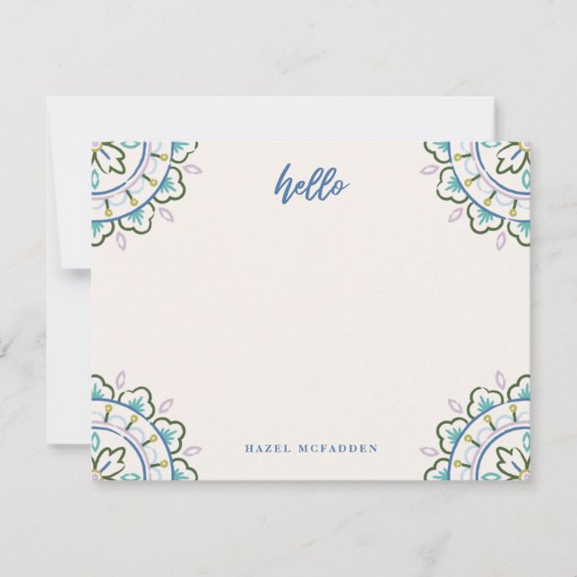 Cartão De Notas Carta Chantilly Boho Mandala - Azure (Frente)
