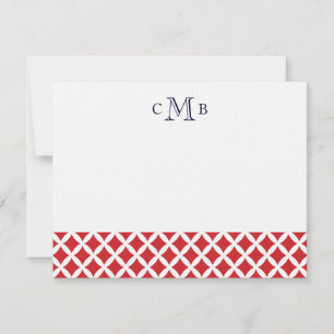 Cartão De Notas Carta de Monograma de Casamento de Ouros Vermelhos