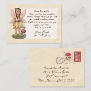 Cartão De Notas Carta Fofa da Fada do Dente Vintage Primeiro Dente