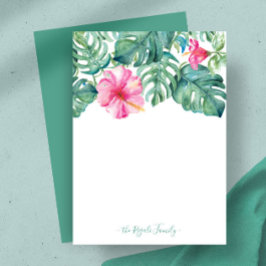 Cartão De Notas Carta Personalizada do Hibiscus Watercolor