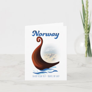 Cartão De Notas Cartaz de viagem de barco longo da Noruega